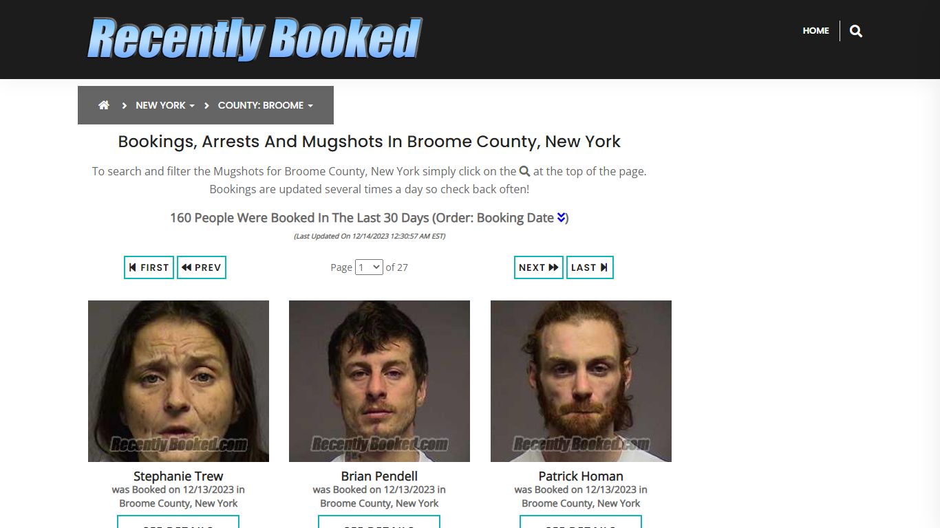 Bookings, Arrests and Mugshots in Broome County, New York - Recently Booked