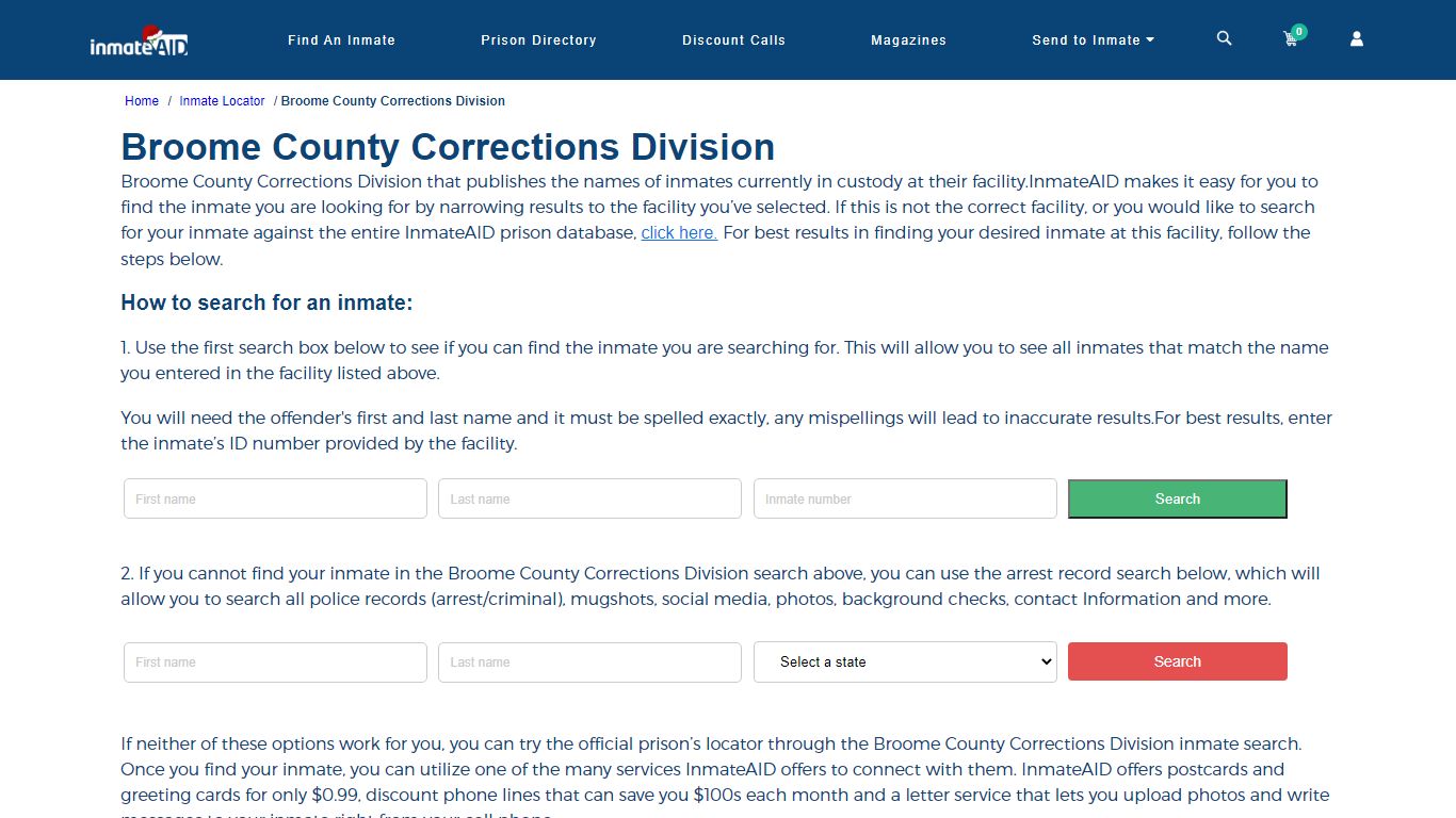 Broome County Corrections Division - InmateAid